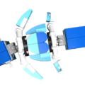 a blue and white fantasy fish made out of lego