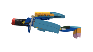 a toy robot made of building blocks